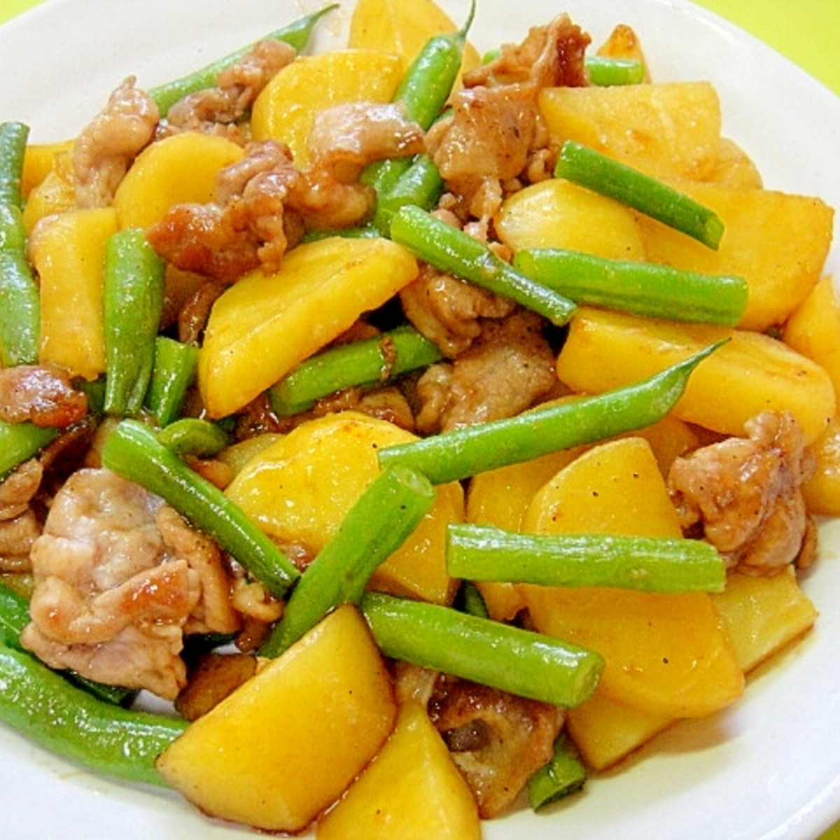 じゃがいもとインゲン豚肉の甘辛炒め レシピ 作り方 By Mint74 楽天レシピ じゃがいもとインゲン豚肉の甘辛炒め レシピ 作り方 By Mint74 楽天レシピ